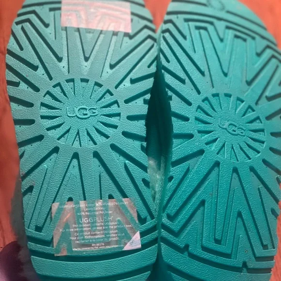 UGG Teal Plush Shearling Slip-On Mules - Picture 4 of 4